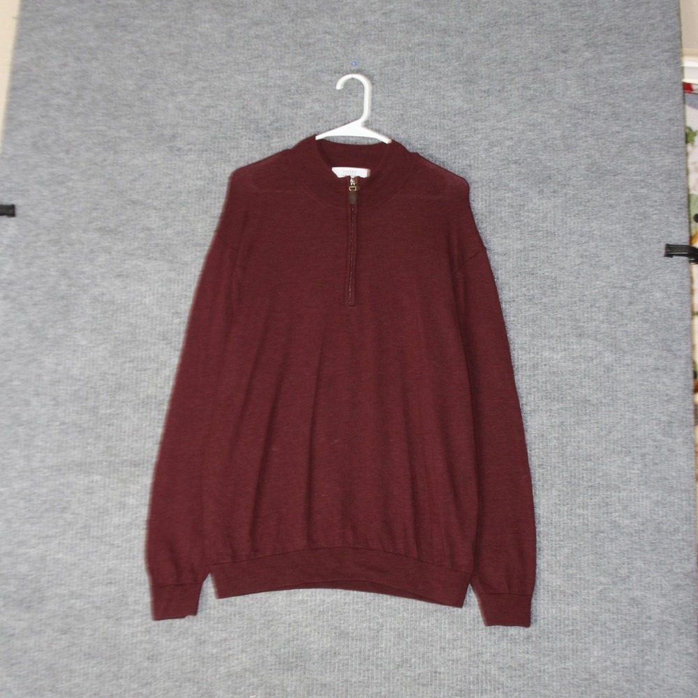 Turnbury Sweater‎ Womens XL Burgundy Red Extra Fine Merino Wool 1/4 Zip Pullover